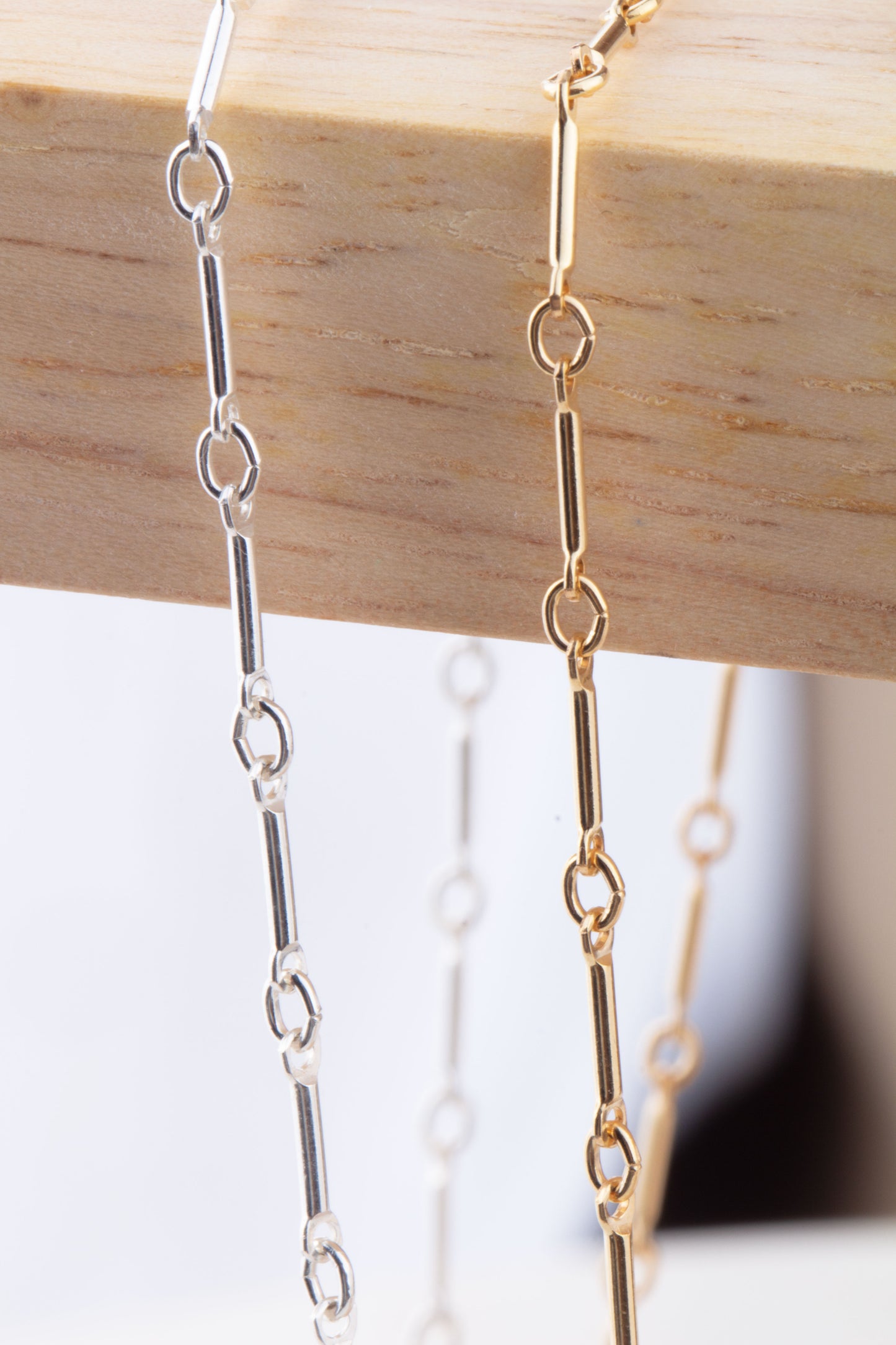 Tiny Straight Bar and Link Unfinished Chain by Foot in Sterling Silver, Gold Filled, Great for Permanent Jewelry, Add Connector Charms
