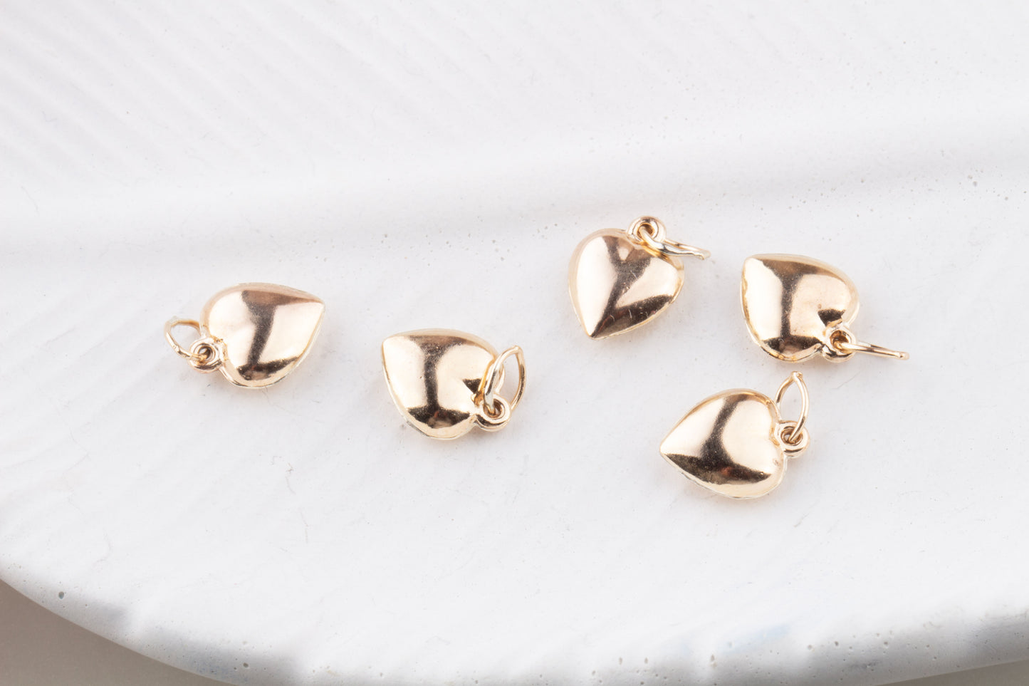 Gold Filled Small Puffy Heart Dangle Charm, Gold Puffed Heart Charm, Heart Dangle Charm, Double Side Heart Dangle Charm, Puffy Heart Charm