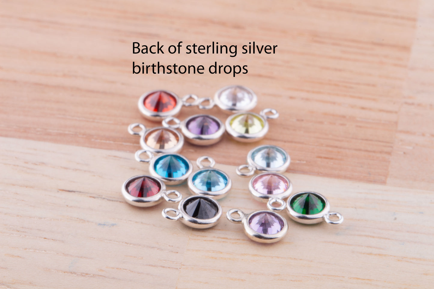 4mm - Sterling Silver Birthstone CZ Charms, AAA Top Quality Cubic Zirconia Bezel Charm, Permanent Jewelry Supply,  Bulk CZ Birthstone Charms