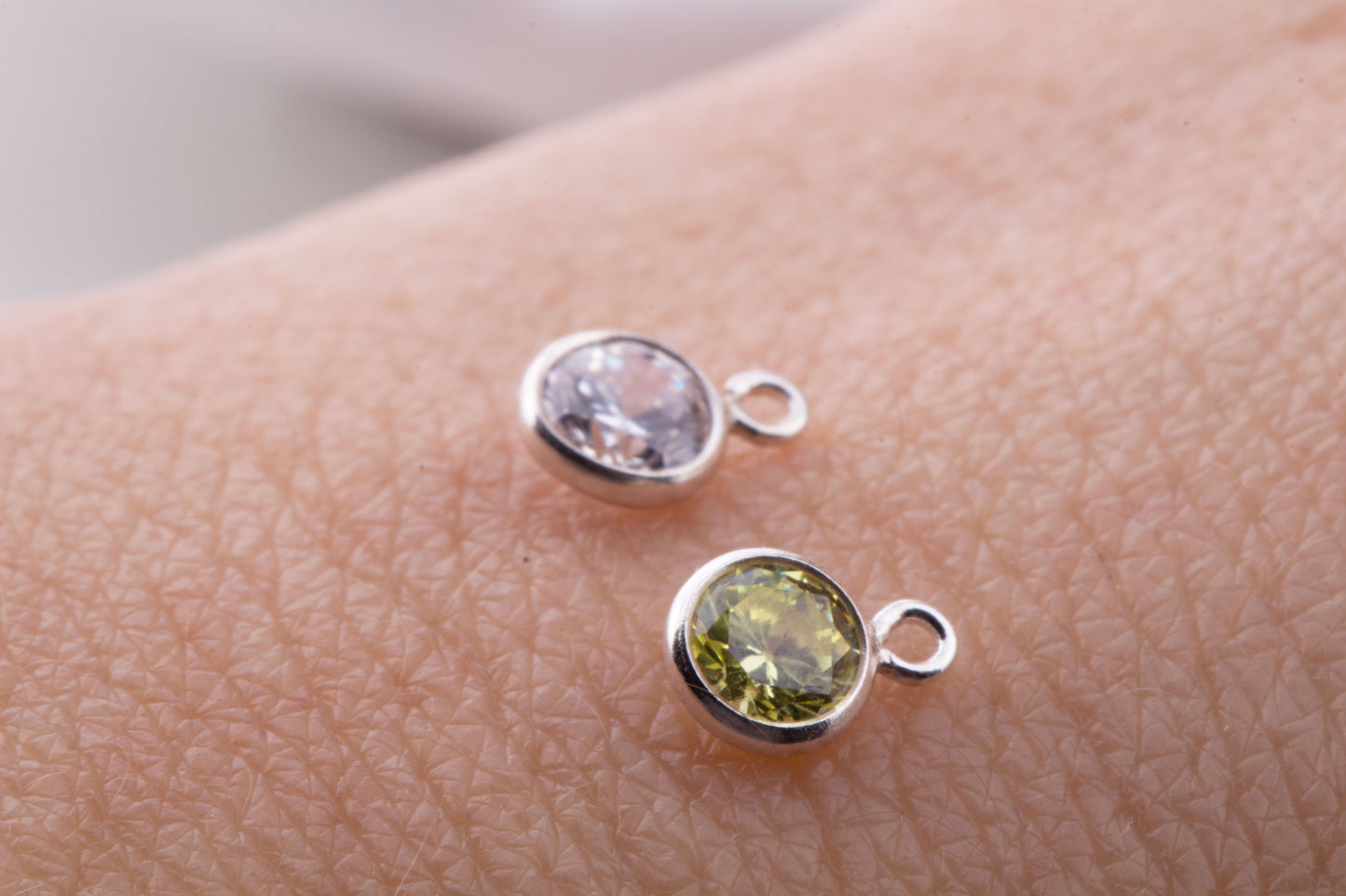 4mm - Sterling Silver Birthstone CZ Charms, AAA Top Quality Cubic Zirconia Bezel Charm, Permanent Jewelry Supply,  Bulk CZ Birthstone Charms