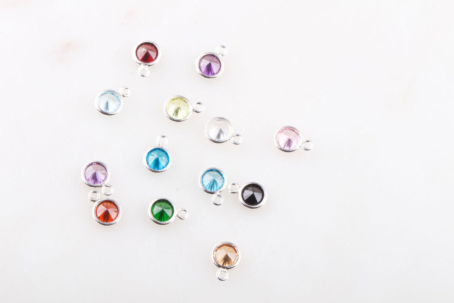 3mm - Sterling Silver Birthstone CZ Charms, Top Quality Cubic Zirconia Bezel Charm, Permanent Jewelry Supply, Bulk CZ Birthstone Charms