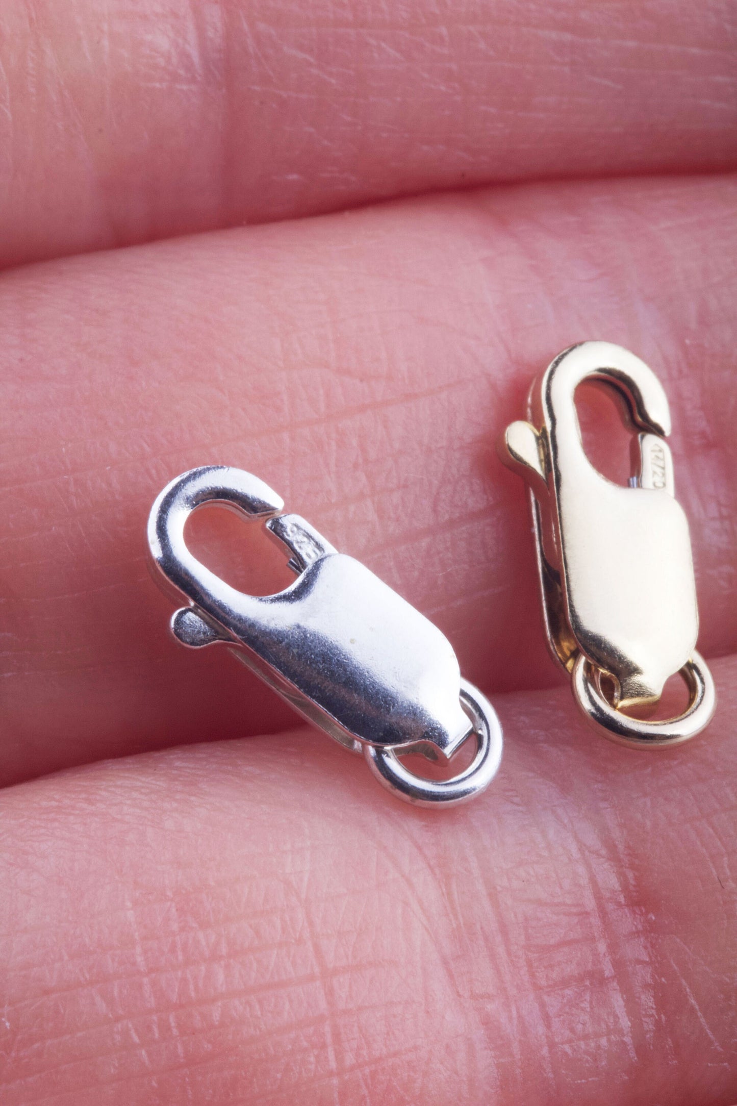 Set of 5 - 4.5mm x 12mm Gold Filled, Sterling Silver Lobster Clasp, Oval Lobster Clasp, For Permanent Jewelry, 12mm Oval Hook