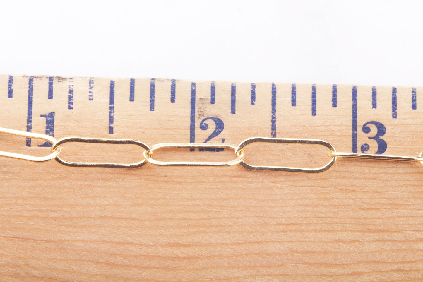15mm x 6mm Flat Paperclip Chain By Foot in Gold Filled, Elongated Flat Rectangle Chains, Bulk Permanent Jewelry Wholesale Chains