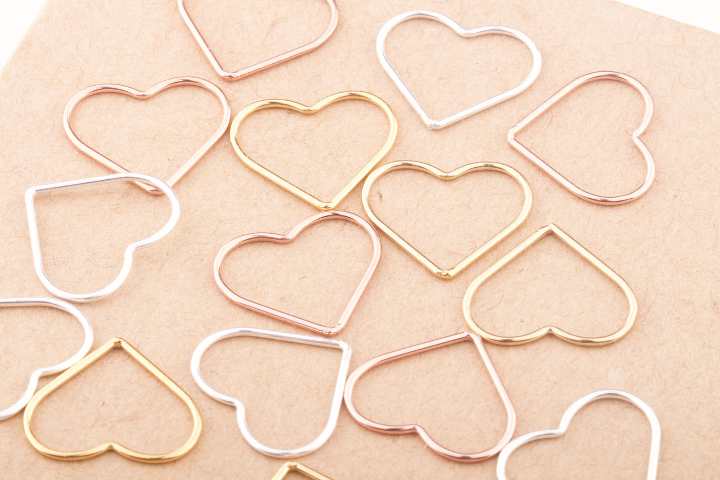 Set of 5 - Large Heart Connectors in Gold Filled, Sterling Silver, Rose Gold Filled, Great for Permanent Jewelry Supplies, Bracelet