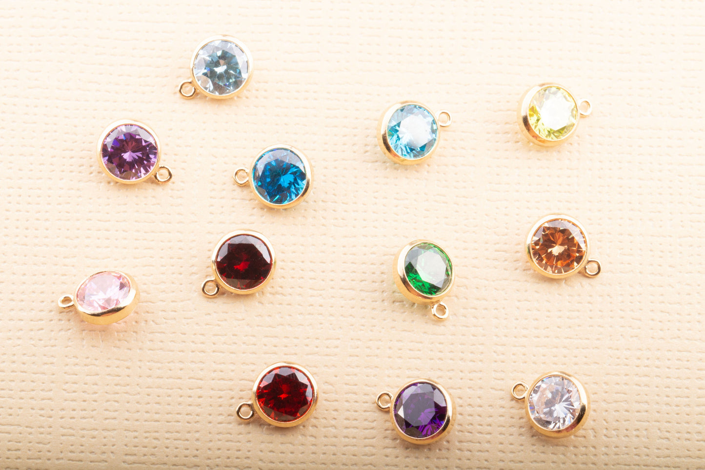 6mm - Gold Filled Birthstone Charm Drops, AAA Top Quality Cubic Zirconia Bezel Charm, Permanent Jewelry Supply, CZ Birthstone Drops