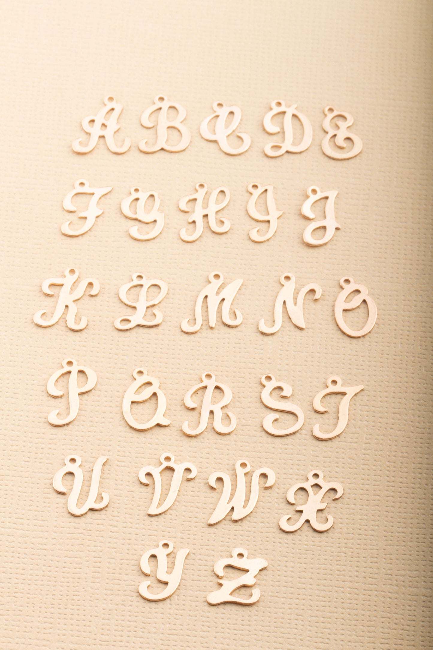 Cursive Stamped Alphabet Letter Charm Pendant, For Necklace, Bracelet Anklet, Cursive Alphabet, 26 Letters Available, Alphabet Letters