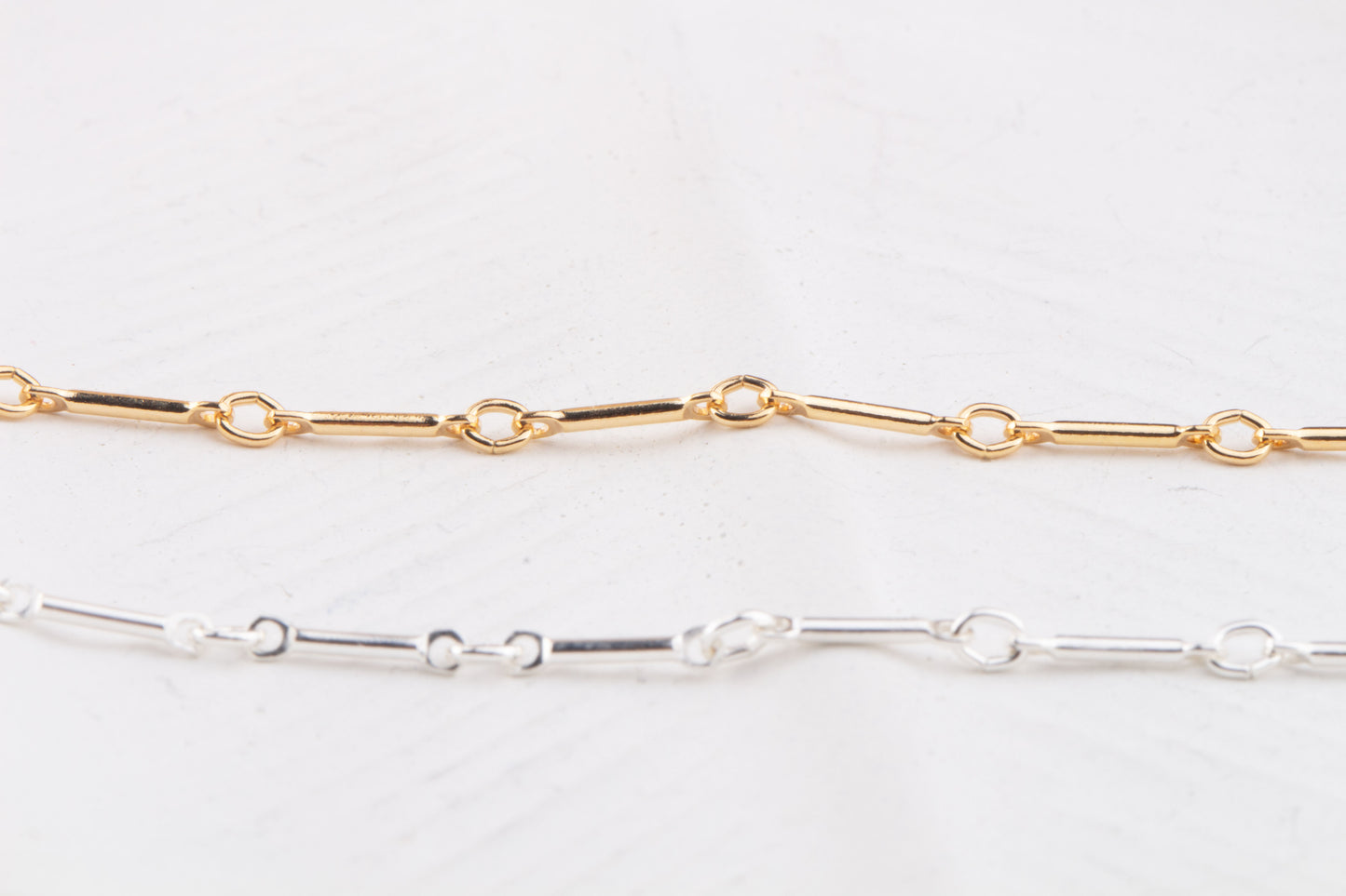 Tiny Straight Bar and Link Unfinished Chain by Foot in Sterling Silver, Gold Filled, Great for Permanent Jewelry, Add Connector Charms