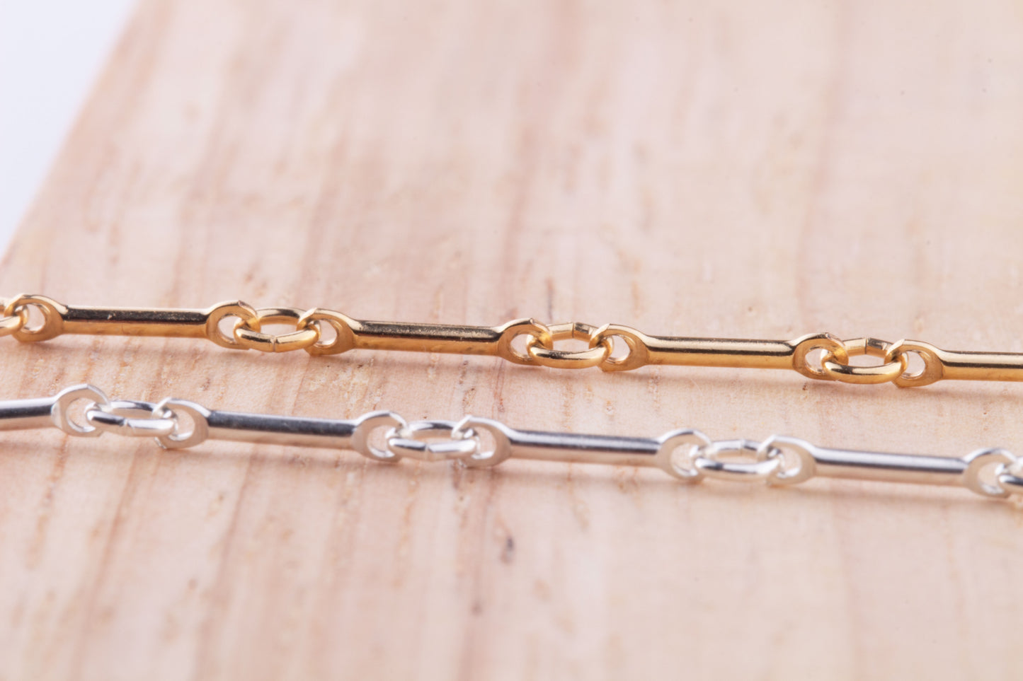 Tiny Straight Bar and Link Unfinished Chain by Foot in Sterling Silver, Gold Filled, Great for Permanent Jewelry, Add Connector Charms