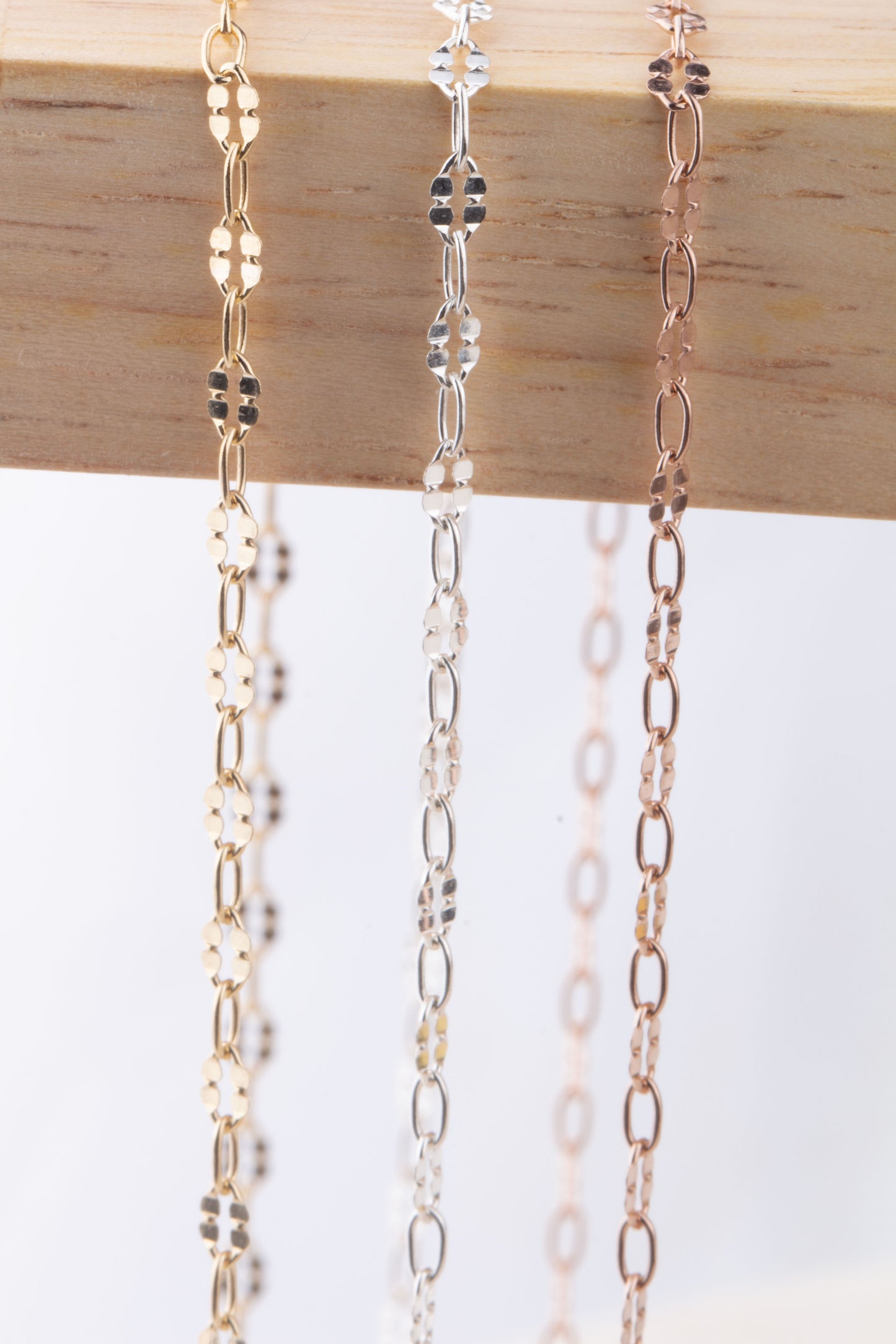 Tiny Lace Dapped Chain by Foot in Sterling Silver, Gold Filled, Rose Gold Filled, Great for Permanent Jewelry, Dainty Lace Chain