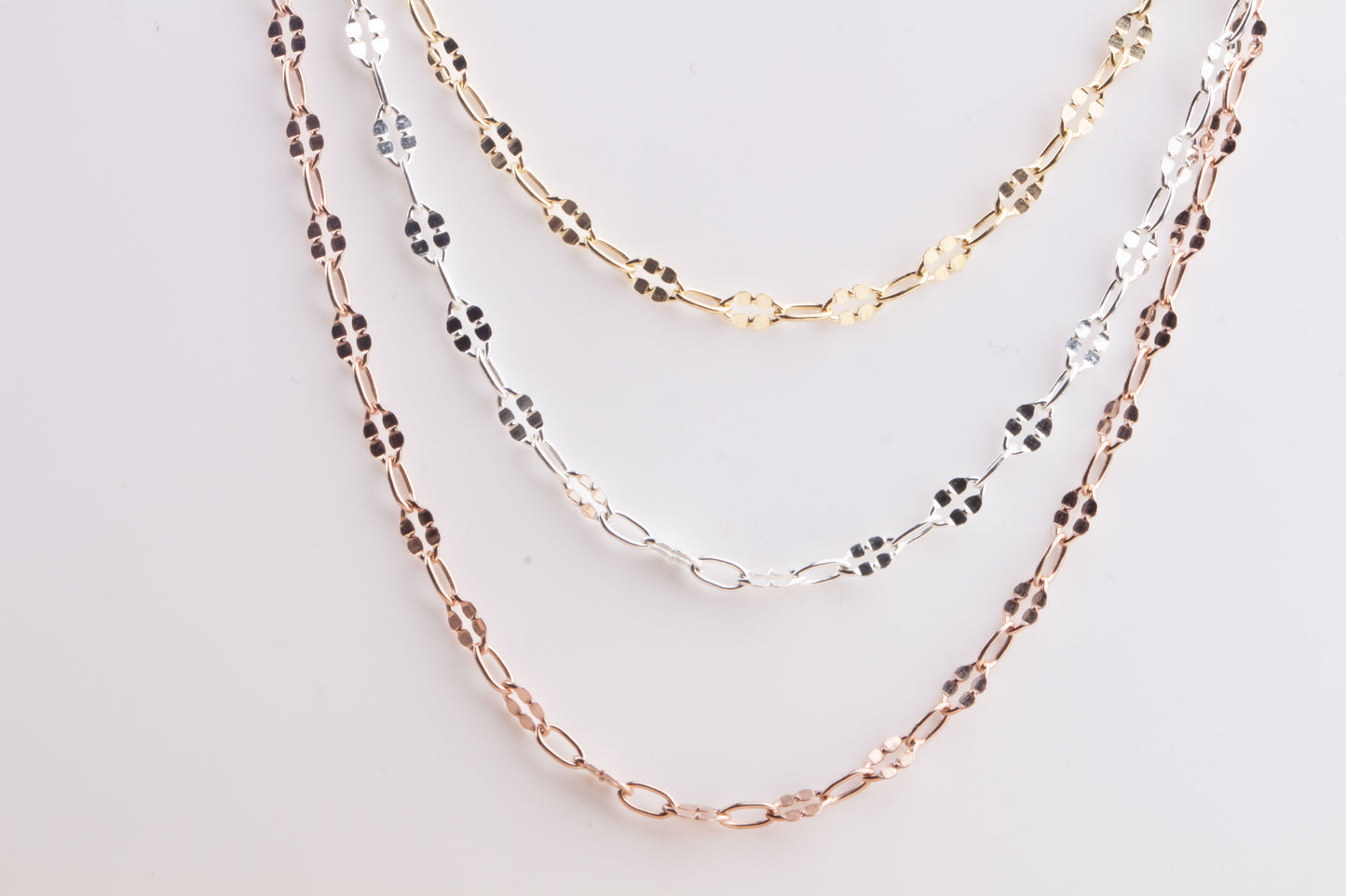 Tiny Lace Dapped Chain by Foot in Sterling Silver, Gold Filled, Rose Gold Filled, Great for Permanent Jewelry, Dainty Lace Chain