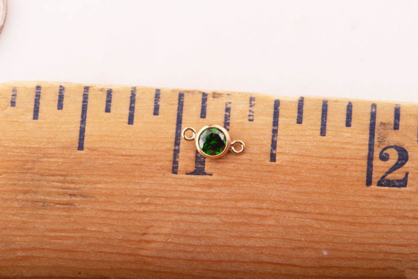 4mm - 14K Gold Filled Birthstone Connector, Top Quality Cubic Zirconia Bezel Charm, Permanent Jewelry Supply,  Bulk CZ Birthstone Connectors