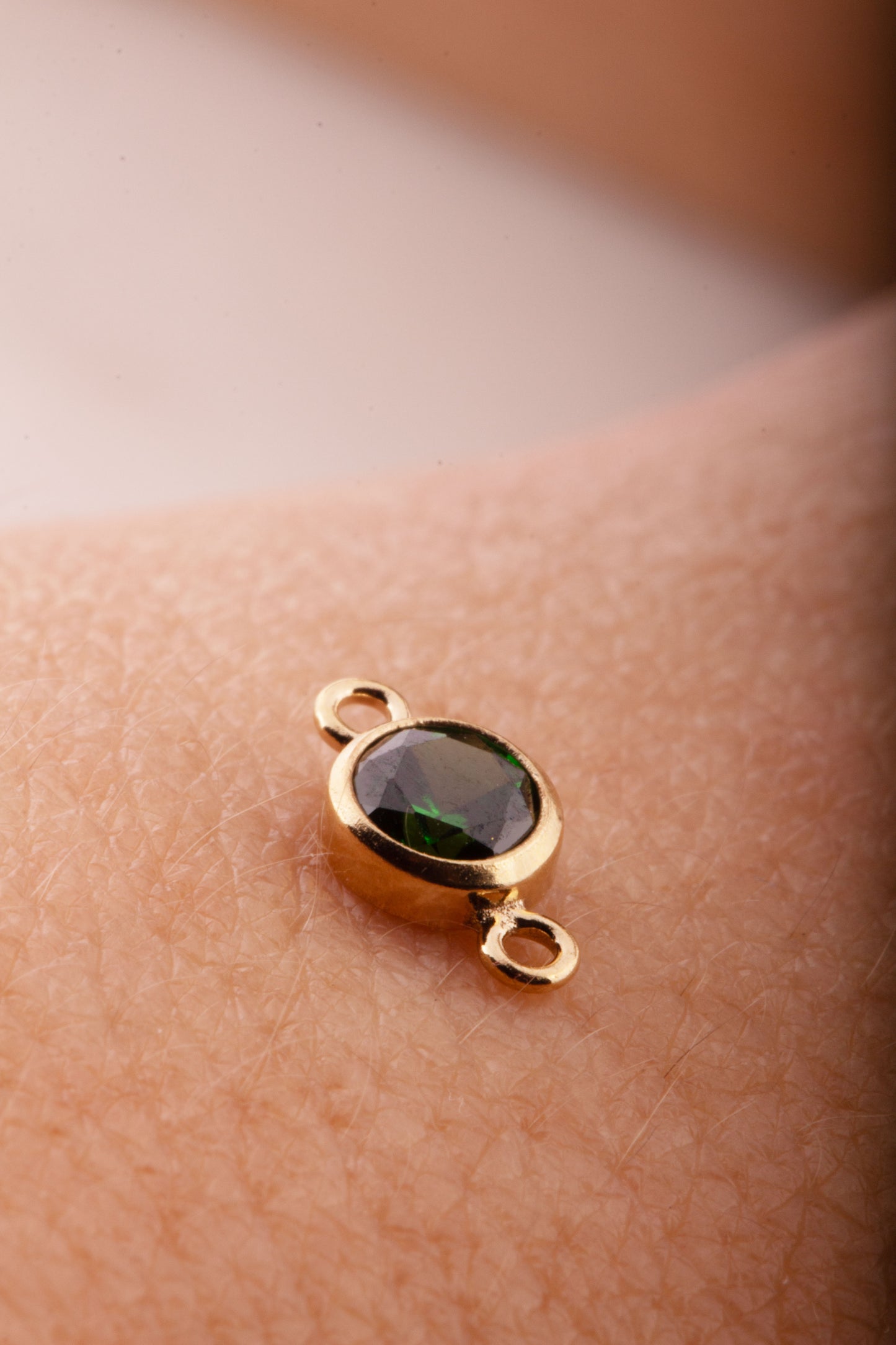 4mm - 14K Gold Filled Birthstone Connector, Top Quality Cubic Zirconia Bezel Charm, Permanent Jewelry Supply,  Bulk CZ Birthstone Connectors