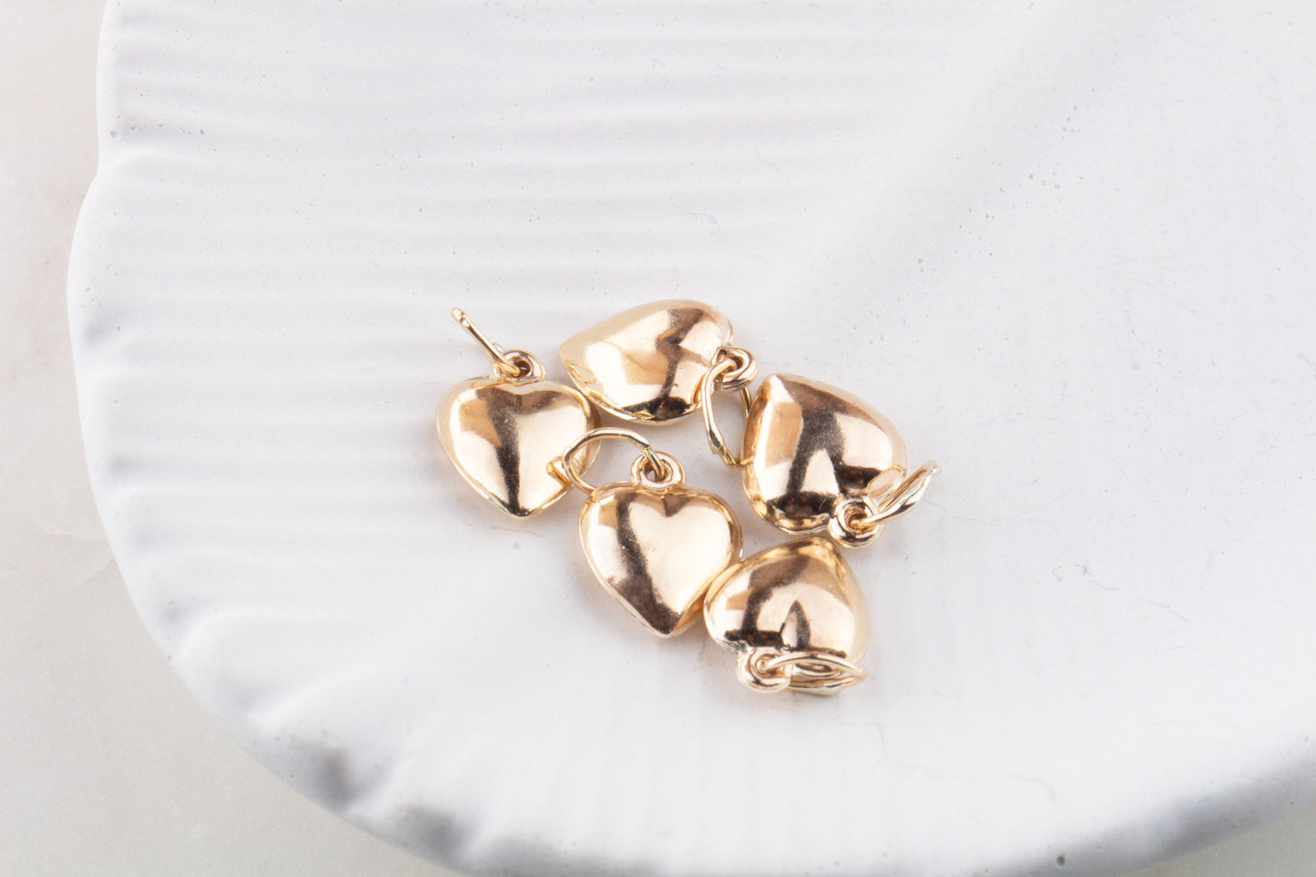 Gold Filled Small Puffy Heart Dangle Charm, Gold Puffed Heart Charm, Heart Dangle Charm, Double Side Heart Dangle Charm, Puffy Heart Charm