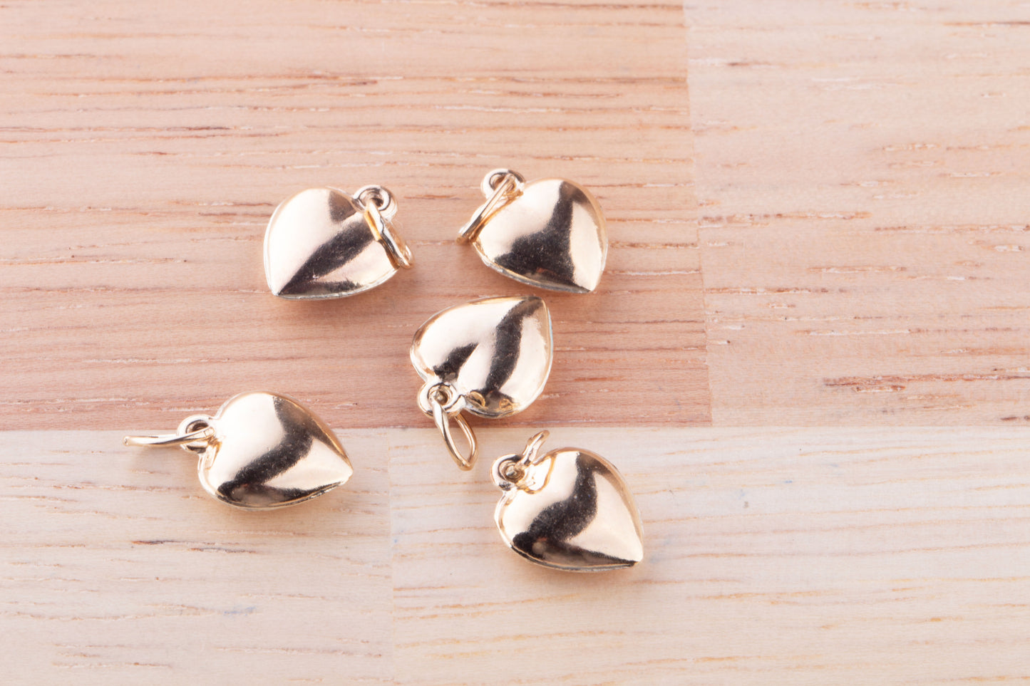 Gold Filled Small Puffy Heart Dangle Charm, Gold Puffed Heart Charm, Heart Dangle Charm, Double Side Heart Dangle Charm, Puffy Heart Charm