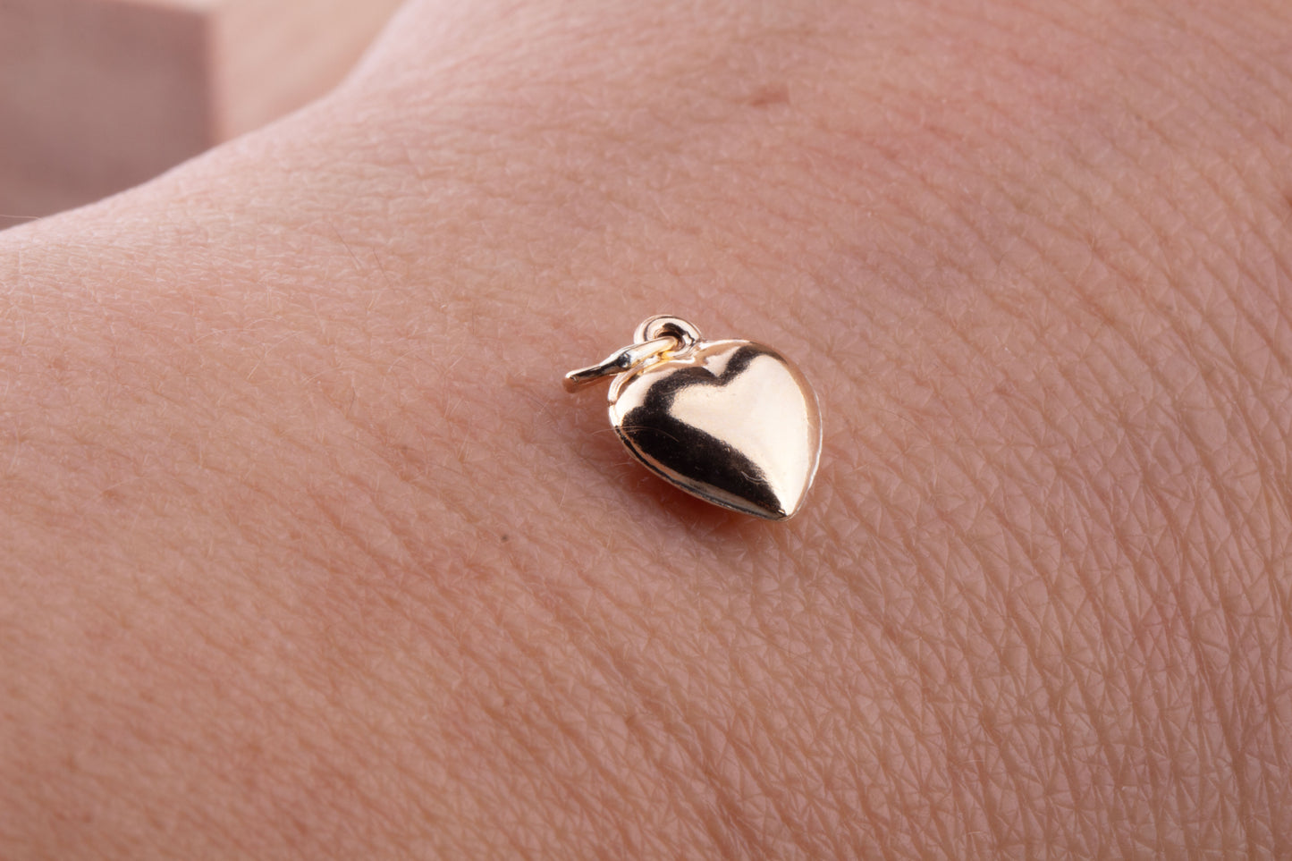 Gold Filled Small Puffy Heart Dangle Charm, Gold Puffed Heart Charm, Heart Dangle Charm, Double Side Heart Dangle Charm, Puffy Heart Charm