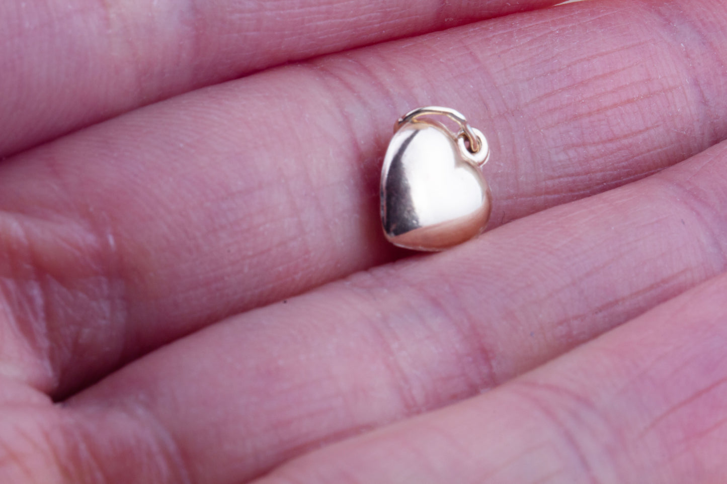 Gold Filled Small Puffy Heart Dangle Charm, Gold Puffed Heart Charm, Heart Dangle Charm, Double Side Heart Dangle Charm, Puffy Heart Charm