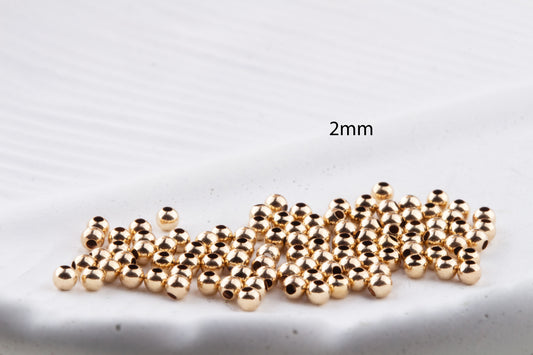 2mm, 3mm or 4mm 14K Gold Filled Seamless, Polished Round Spacer Beads, Made in USA, Great for Beaded Gold Bracelet, Choose Your Size