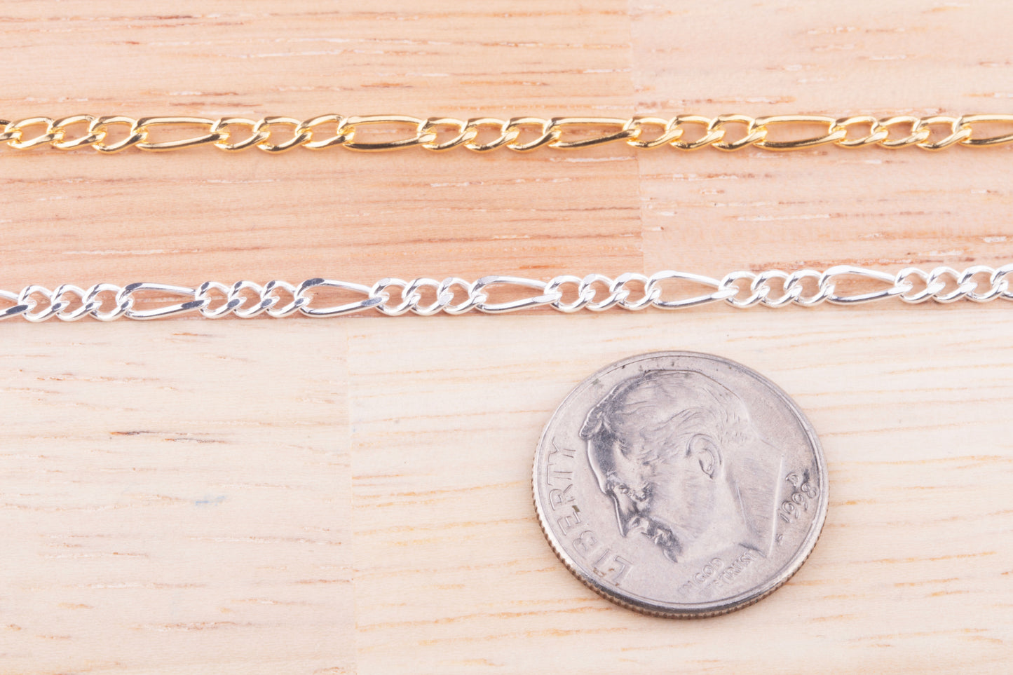 7mm x 3mm Figaro Chain by Foot in Sterling Silver, Gold Filled, Permanent Jewelry Chain, Bulk Dainty Fígaro Chain, Figaro Charm Bracelet