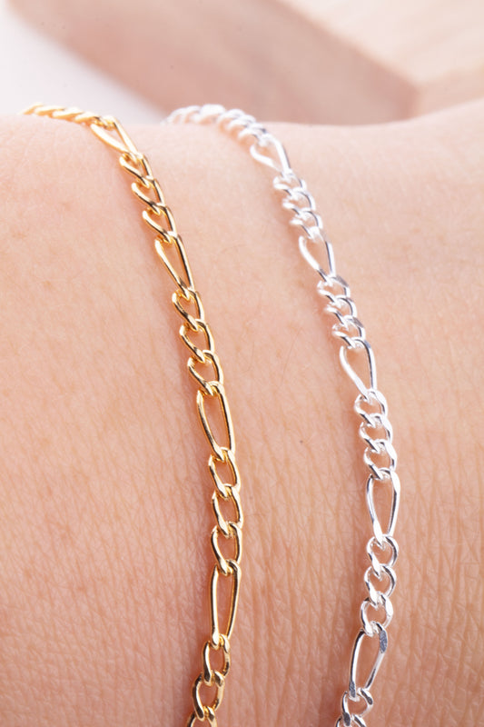 7mm x 3mm Figaro Chain by Foot in Sterling Silver, Gold Filled, Permanent Jewelry Chain, Bulk Dainty Fígaro Chain, Figaro Charm Bracelet