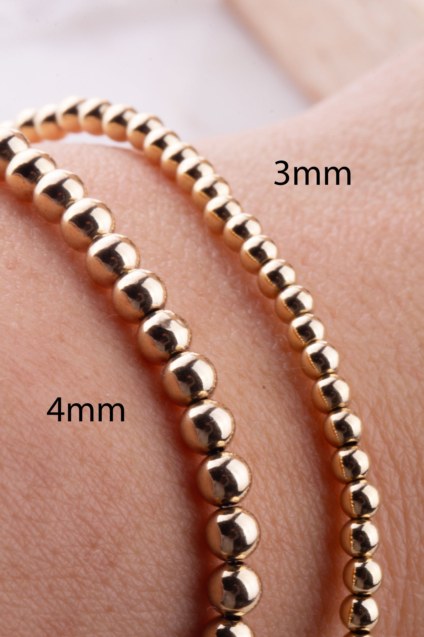 2mm, 3mm or 4mm 14K Gold Filled Seamless, Polished Round Spacer Beads, Made in USA, Great for Beaded Gold Bracelet, Choose Your Size