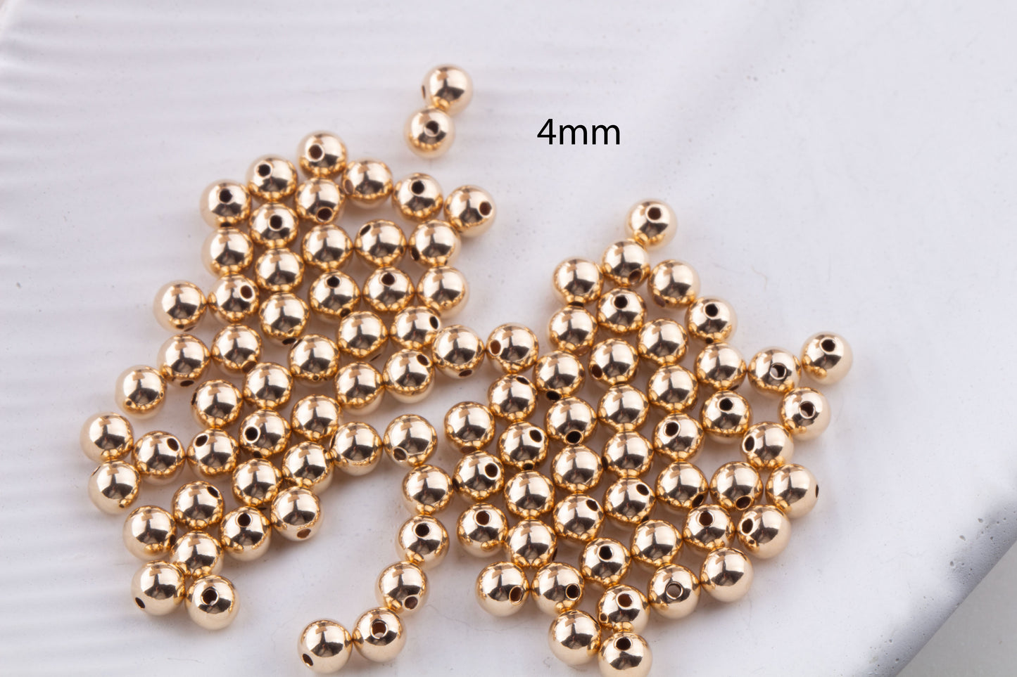 2mm, 3mm or 4mm 14K Gold Filled Seamless, Polished Round Spacer Beads, Made in USA, Great for Beaded Gold Bracelet, Choose Your Size
