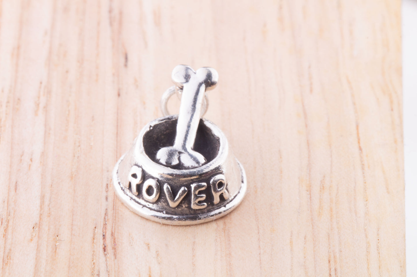 Sterling Silver Rover Bowl with Dog Bone Charm, Animal Lover Gift, For Charm Bracelet