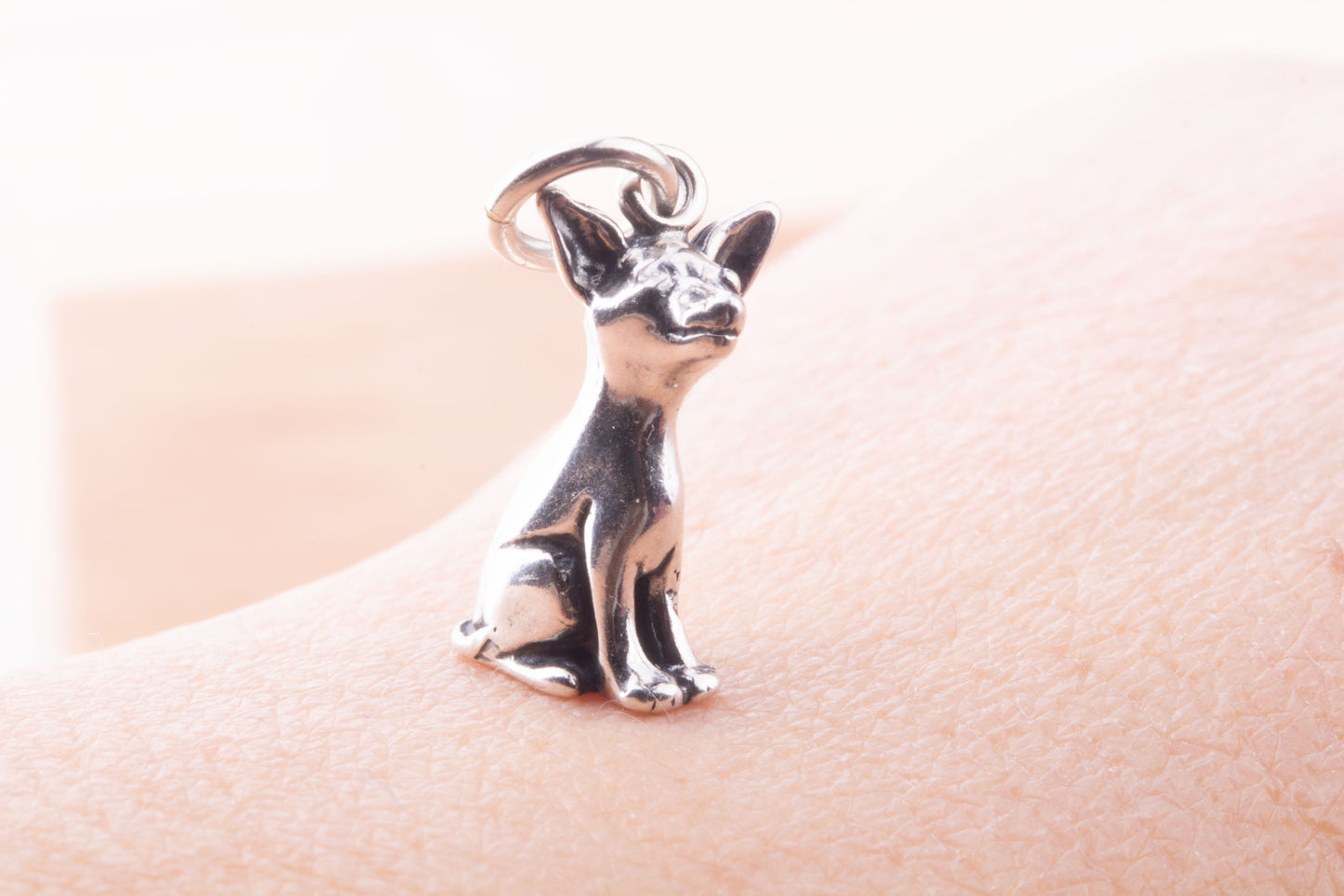 Chihuahua Sterling Silver Charm, Dog Lover Gift, Permanent Jewelry Charm, For Charm Bracelet