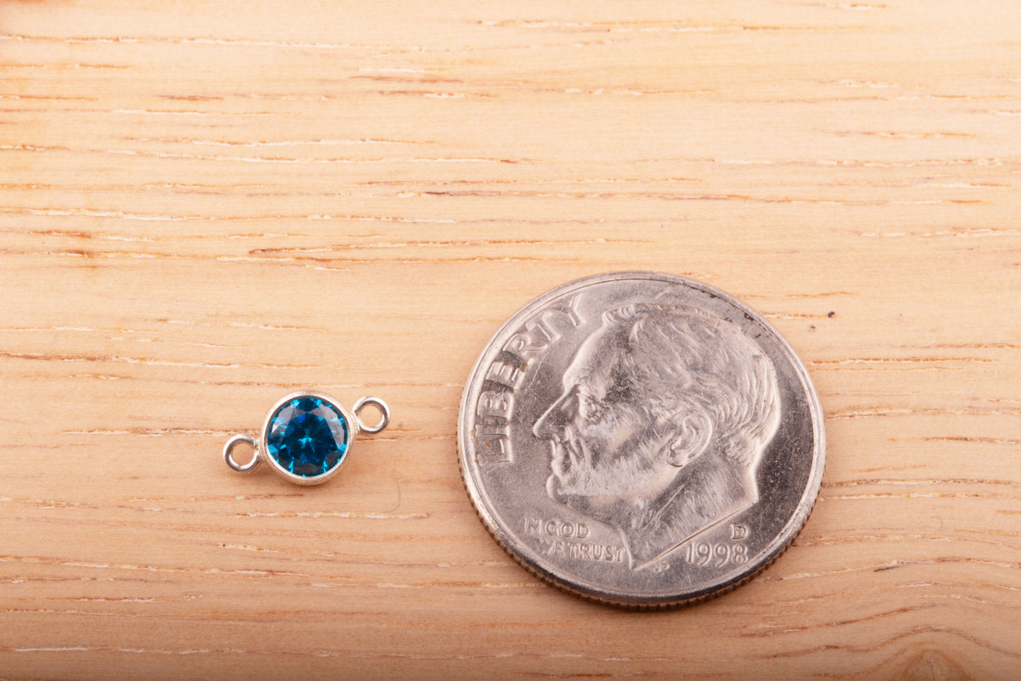 4mm - Sterling Silver Birthstone Connectors, AAA Top Quality Cubic Zirconia Bezel Charm, Permanent Jewelry Supply, CZ Birthstone Connectors