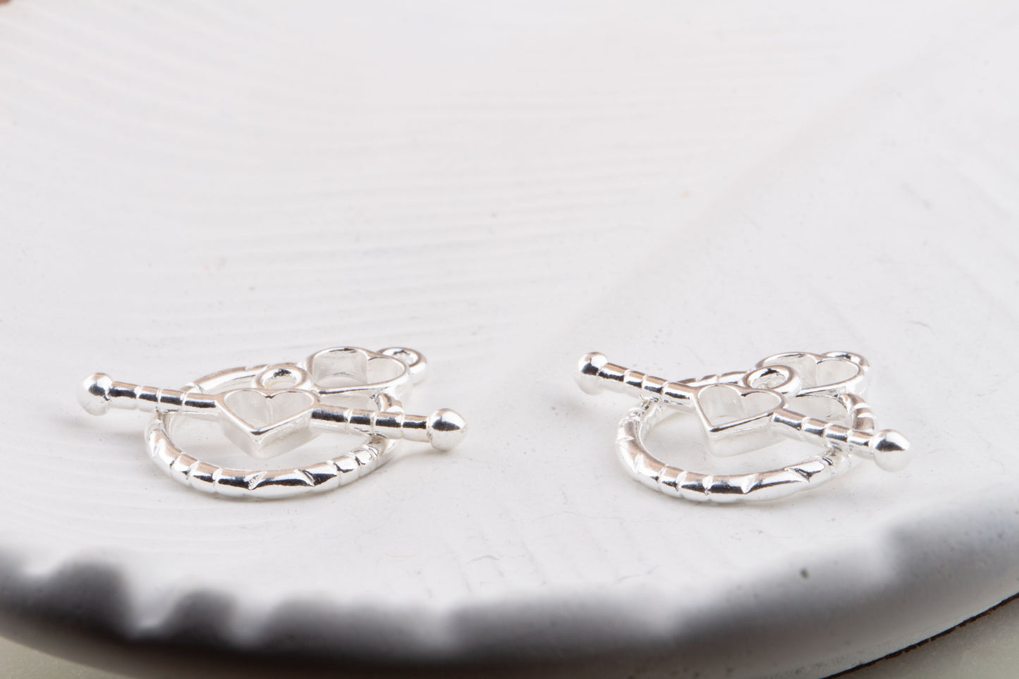 SET OF 2 - Heart Sterling Silver Toggle Set, Valentine's Day Bracelets, Make Your Own Bracelet and Necklace, Heart Toggle, Toggle Findings