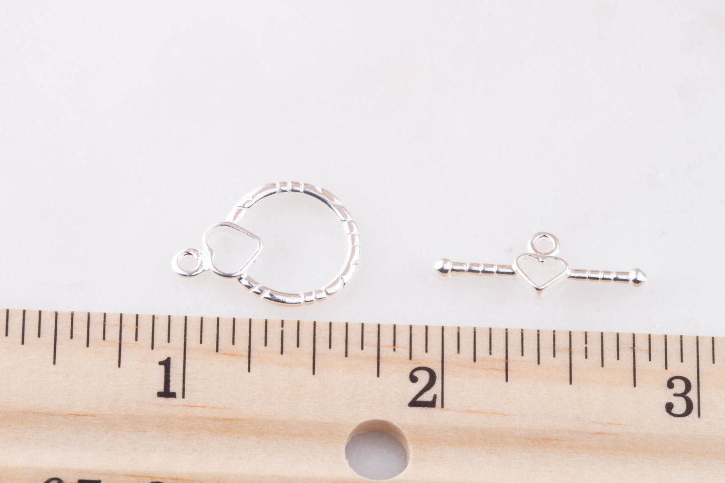SET OF 2 - Heart Sterling Silver Toggle Set, Valentine's Day Bracelets, Make Your Own Bracelet and Necklace, Heart Toggle, Toggle Findings