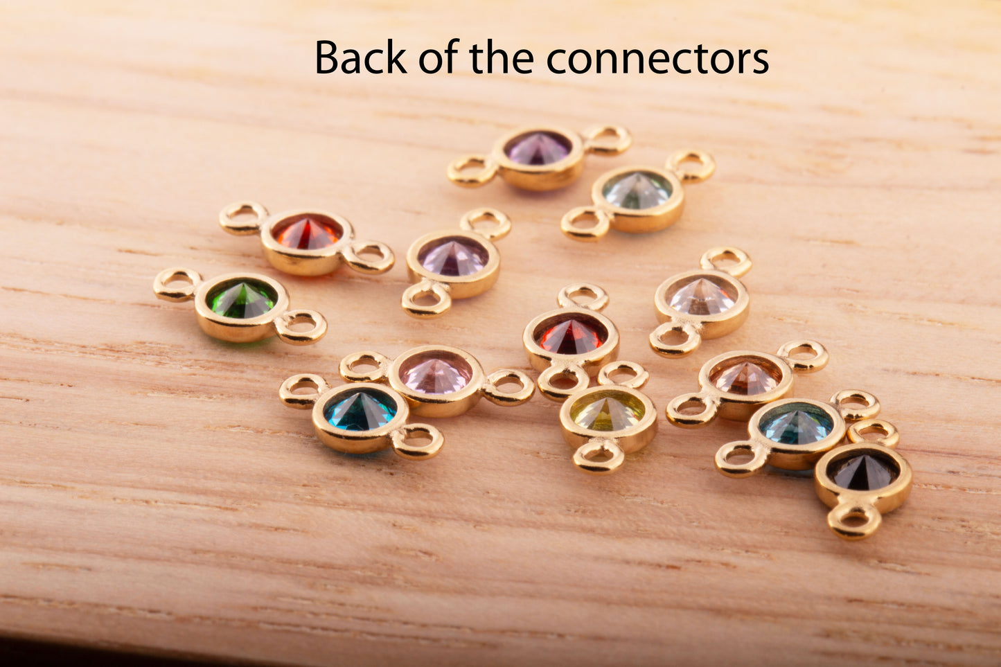 3mm - 14K Gold Filled CZ Birthstone Connectors, Top Quality Cubic Zirconia Bezel Charm, Permanent Jewelry Supply, CZ Birthstone Connectors