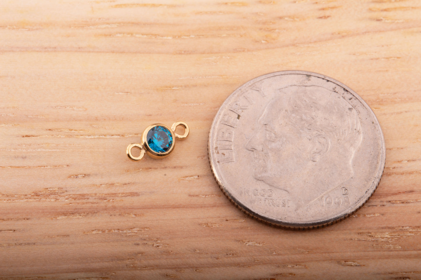 3mm - 14K Gold Filled CZ Birthstone Connectors, Top Quality Cubic Zirconia Bezel Charm, Permanent Jewelry Supply, CZ Birthstone Connectors