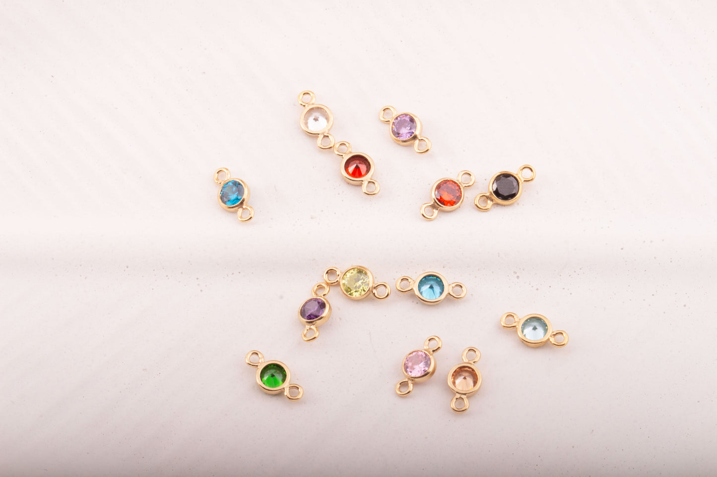 3mm - 14K Gold Filled CZ Birthstone Connectors, Top Quality Cubic Zirconia Bezel Charm, Permanent Jewelry Supply, CZ Birthstone Connectors