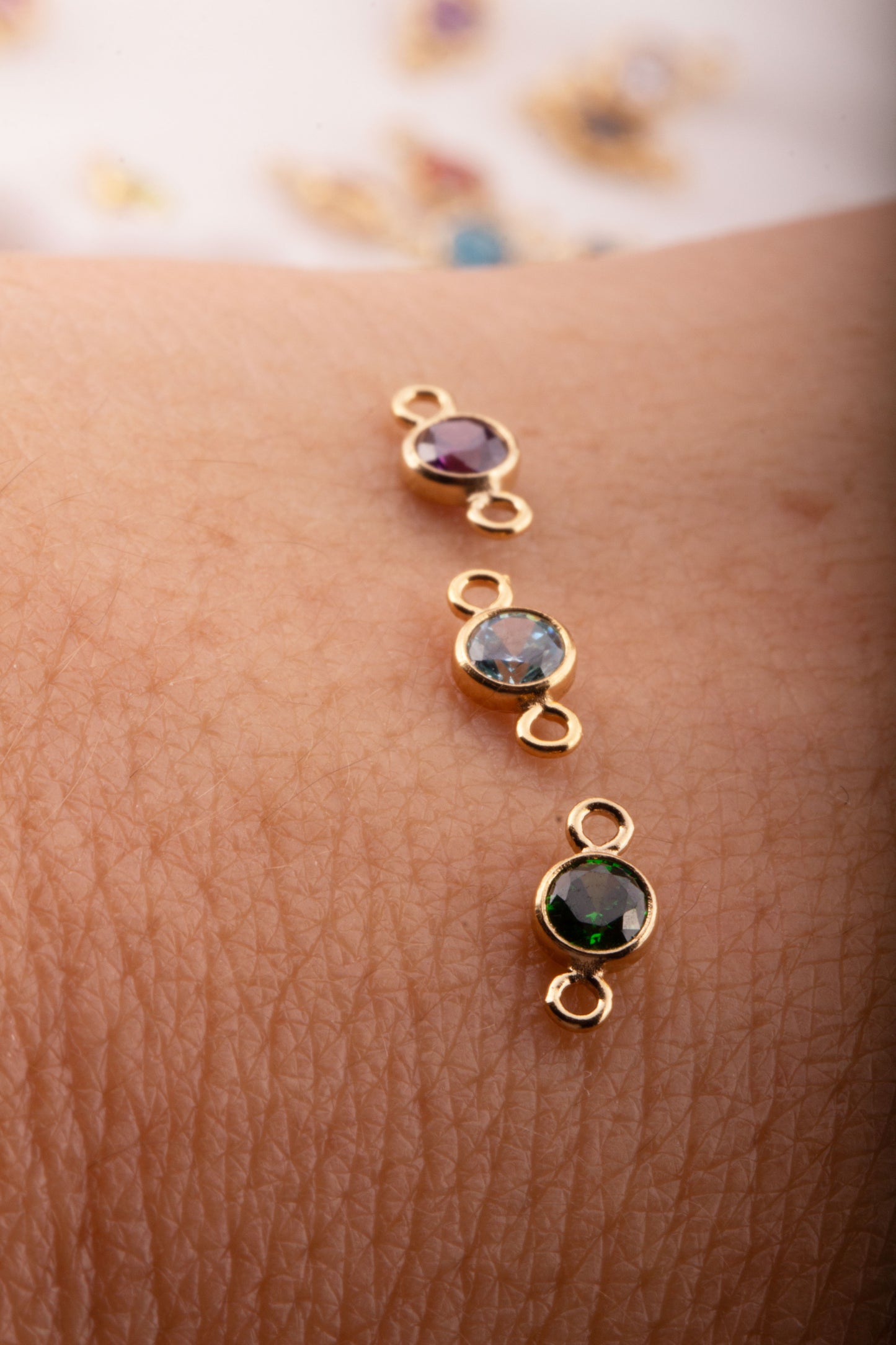 3mm - 14K Gold Filled CZ Birthstone Connectors, Top Quality Cubic Zirconia Bezel Charm, Permanent Jewelry Supply, CZ Birthstone Connectors