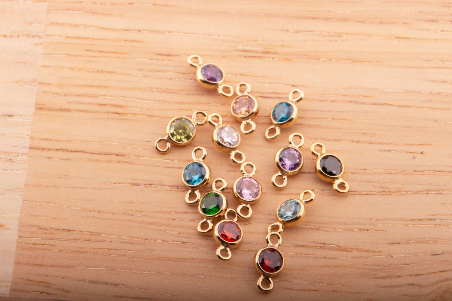 3mm - 14K Gold Filled CZ Birthstone Connectors, Top Quality Cubic Zirconia Bezel Charm, Permanent Jewelry Supply, CZ Birthstone Connectors