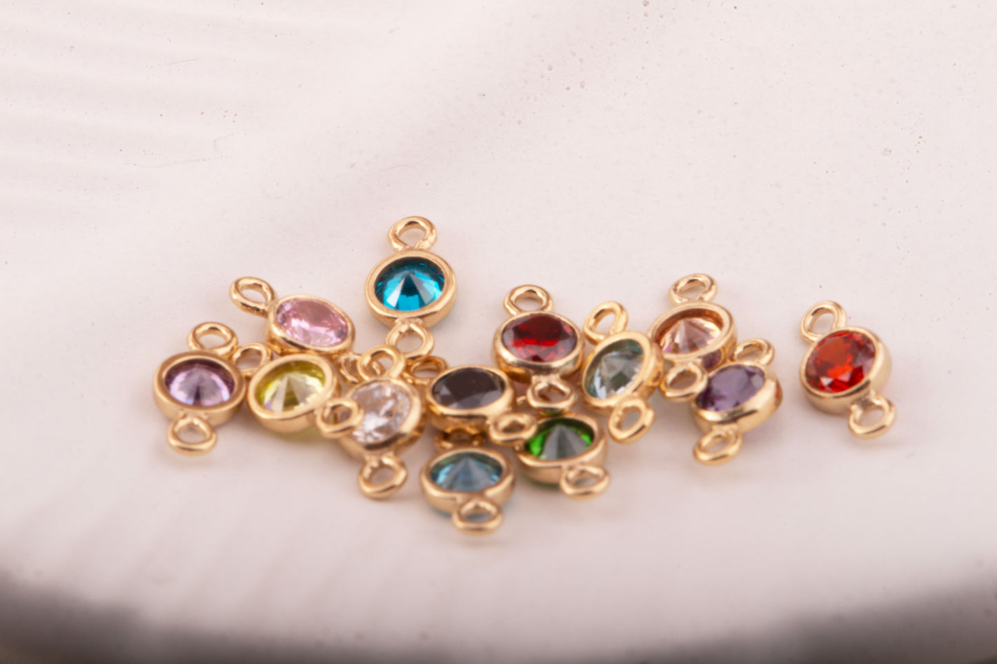 3mm - 14K Gold Filled CZ Birthstone Connectors, Top Quality Cubic Zirconia Bezel Charm, Permanent Jewelry Supply, CZ Birthstone Connectors
