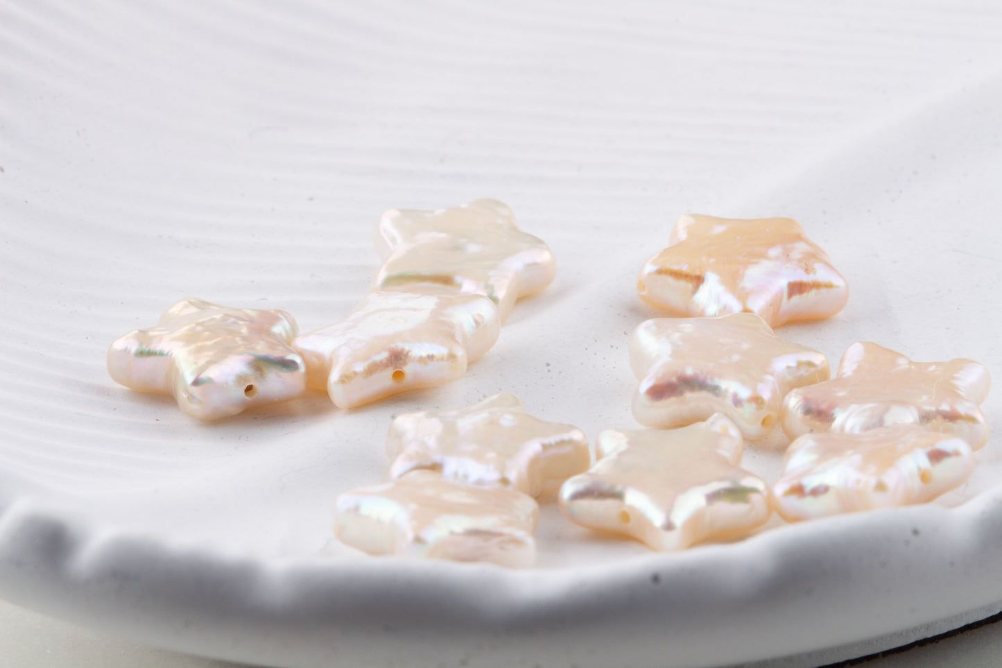 10 pieces - 10mm Champagne Star Freshwater Pearl, Freshwater Pearl Diagonal Drilled for Bracelet, Necklace, Star Diagonal Pearl, Loose Pearl