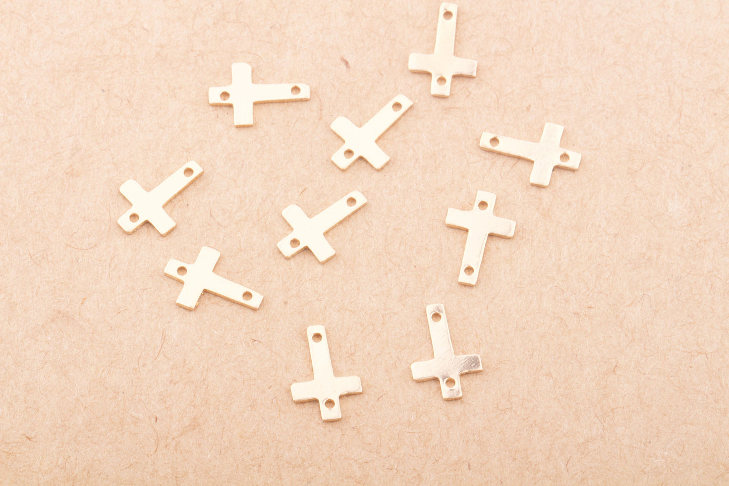 10 pieces - 9mm x 6mm 24 Gauge Tiny Cross Stamping Connector, For Permanent Jewelry, Permanent Bracelet, Permanent Anklet, Cross Connector
