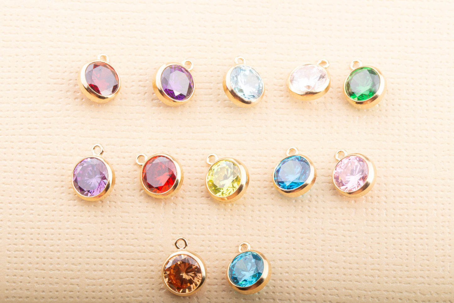 6mm - Gold Filled Birthstone Charm Drops, AAA Top Quality Cubic Zirconia Bezel Charm, Permanent Jewelry Supply, CZ Birthstone Drops