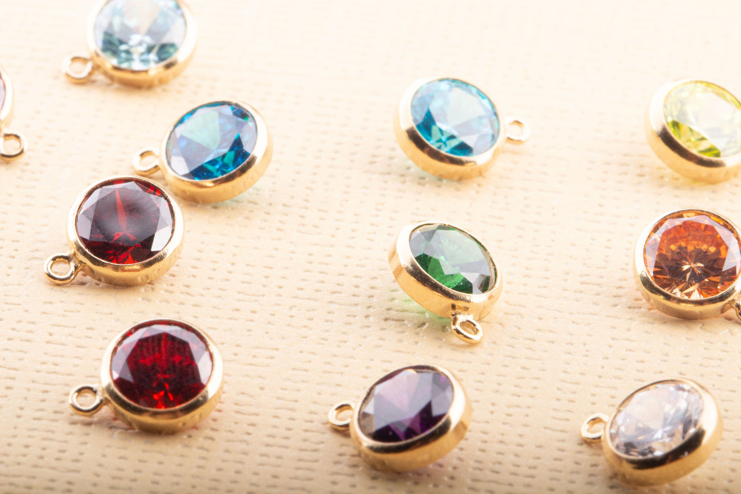 6mm - Gold Filled Birthstone Charm Drops, AAA Top Quality Cubic Zirconia Bezel Charm, Permanent Jewelry Supply, CZ Birthstone Drops