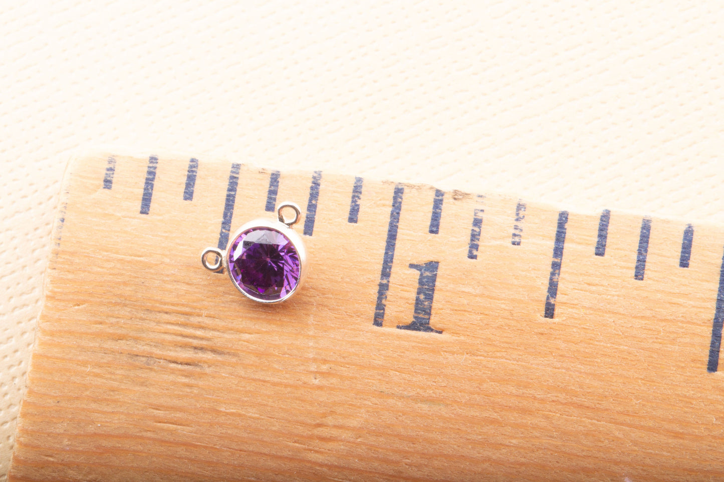 6mm - Sterling Silver Birthstone TOPSIDE CZ Connector, Top Quality Cubic Zirconia Bezel Charm, CZ Birthstone Necklace Connectors