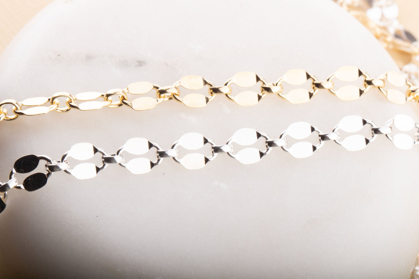 Large Thick Double Bar Lace Dapped Chain, Permanent Jewelry Supplies, Double Bar Link Chain, Available in Sterling Silver, Gold Filled